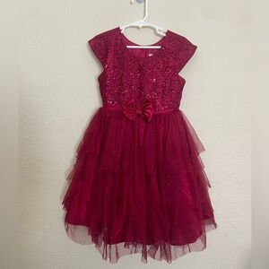Jona Michelle Burgundy Lace and Tulle Dress